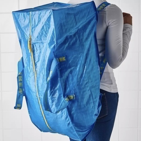 NEW IKEA Large Frakta Plastic Shopping Recycle Tote XL Blogger Favorite Tarp - Picture 6 of 7